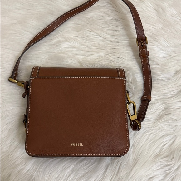 FOSSIL Brown Leather Crossbody Bag Ainsley Flap - Picture 10 of 15